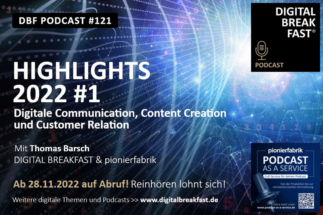 PODCAST EPISODE 121 | "Highlights 2022 Teil 1"- Digital Communication, Content Creation und Customer Relation