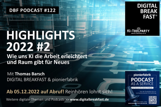 PODCAST EPISODE 122 | "Highlights 2022 Teil 2" Wie uns KI die Arbeit erleichtert und Raum gibt für Neues