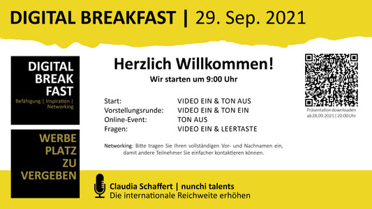 Präsentation „Die internationale Reichweite erhöhen“ mit Claudia Schaffert | nunchi talents