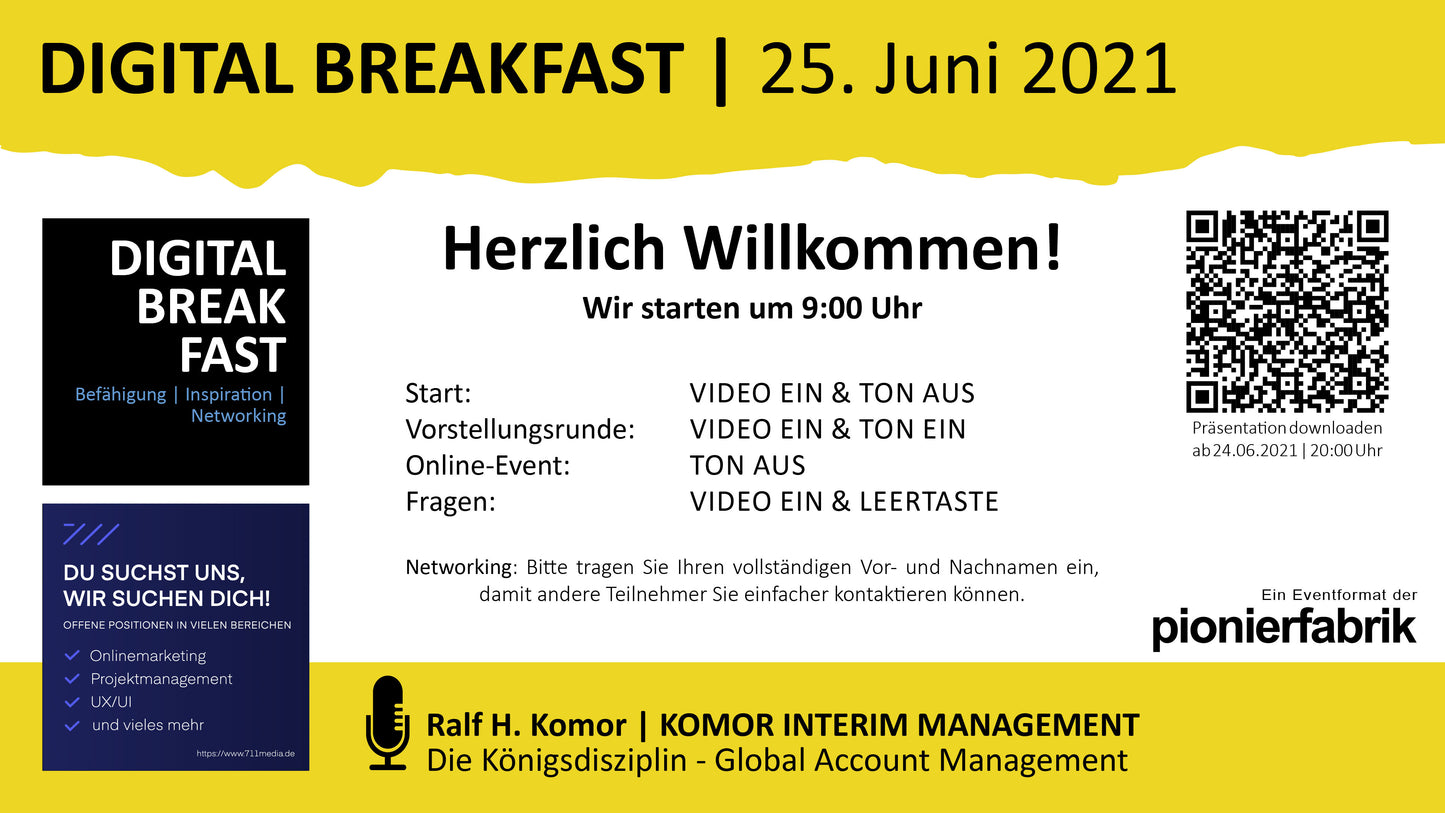 PRÄSENTATION | 25.07.2021 | "Die Königsdisziplin - Global Account Management" mit Ralf. H. Komor