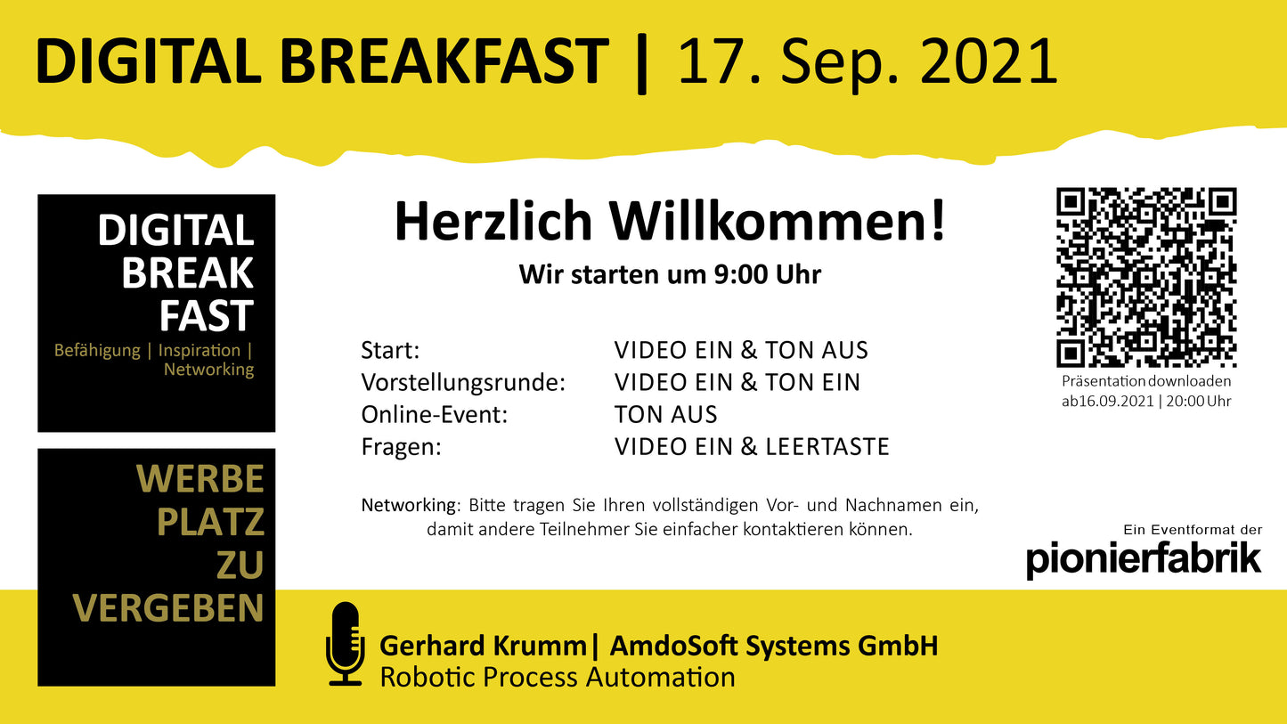 PRÄSENTATION | 17.09.2021 | "Robotic Process Automation" mit Gerhard Krumm | AmdoSoft Systems GmbH
