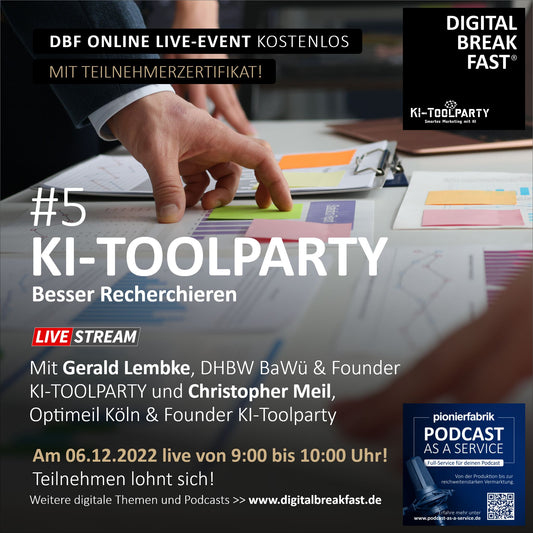 06.12.2022 | KI-TOOLPARTY #5 "Besser Recherchieren mit KI" |  Gerald Lembke | DHBW BAWÜ & Founder KI-Toolparty & Christopher Meil | Optimeil Köln & Founder KI-Toolparty