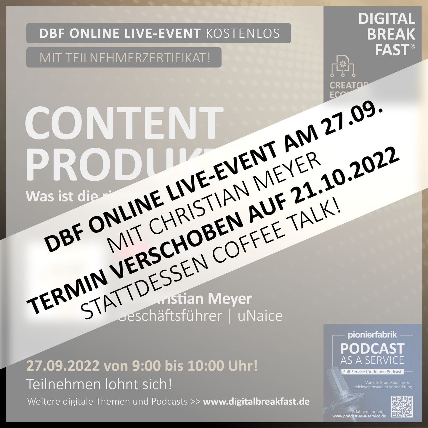 27.09.2022 | Coffee Talk | Herausforderungen in offener Runde diskutieren