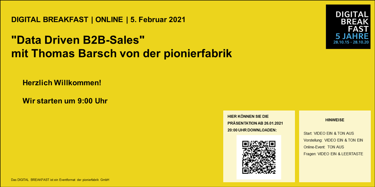 PRÄSENTATION | 05.02.2021 | "Data Driven B2B-Sales" mit Thomas Barsch | DIGITAL BREAKFAST