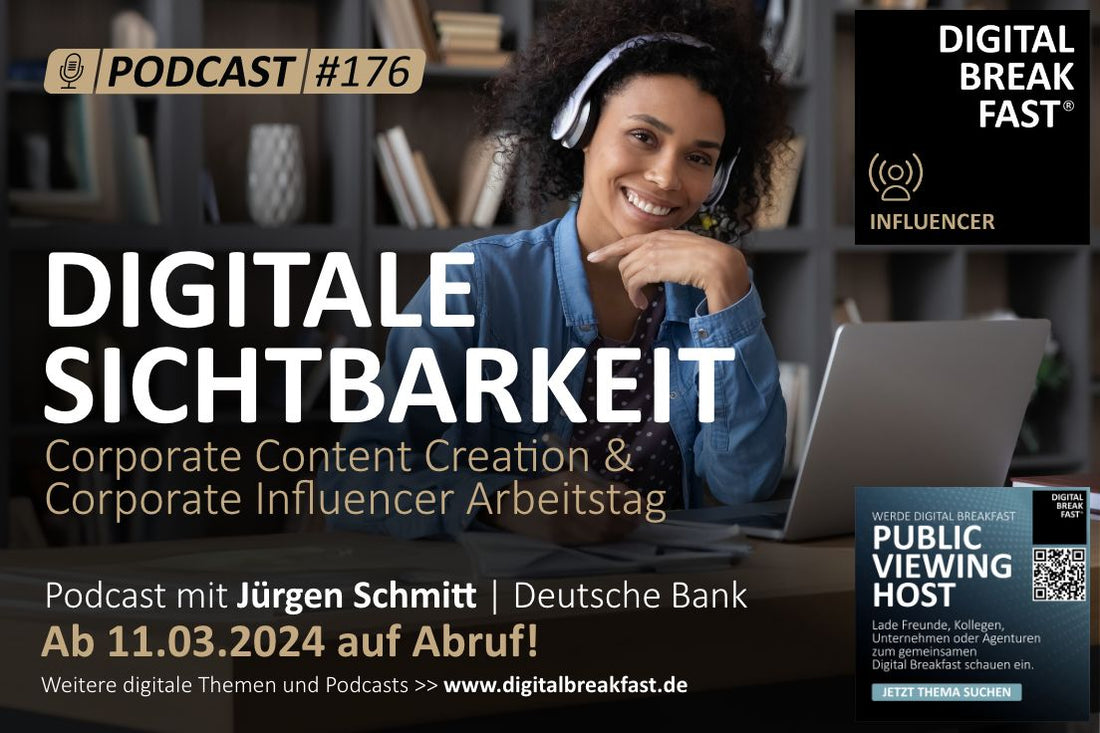 PODCAST EPISODE 176 | "Corporate Content Creation & Corporate Influencer Arbeitstag - DIGITALE SICHTBARKEIT" | Jürgen Schmitt | Deutsche Bank