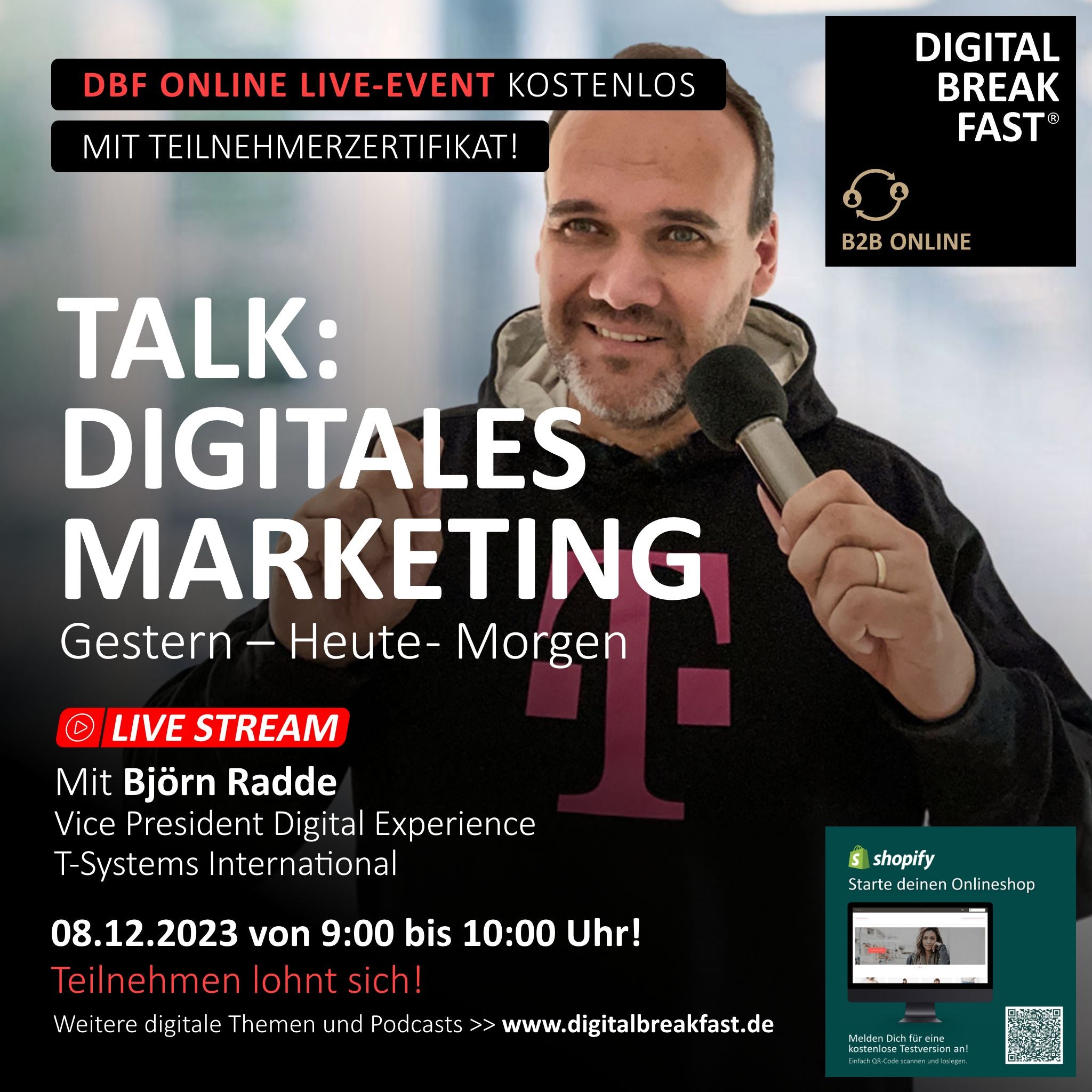 Fr, 08.12.2023 | "TALK: DIGITALES MARKETING - gestern - heute - morgen" | mit Björn Radde | T-Systems International