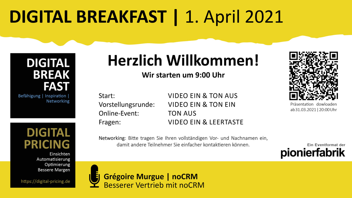 PRÄSENTATION | 01.04.2021 | "Besserer Vertrieb mit noCRM" mit Grégoire Murgue