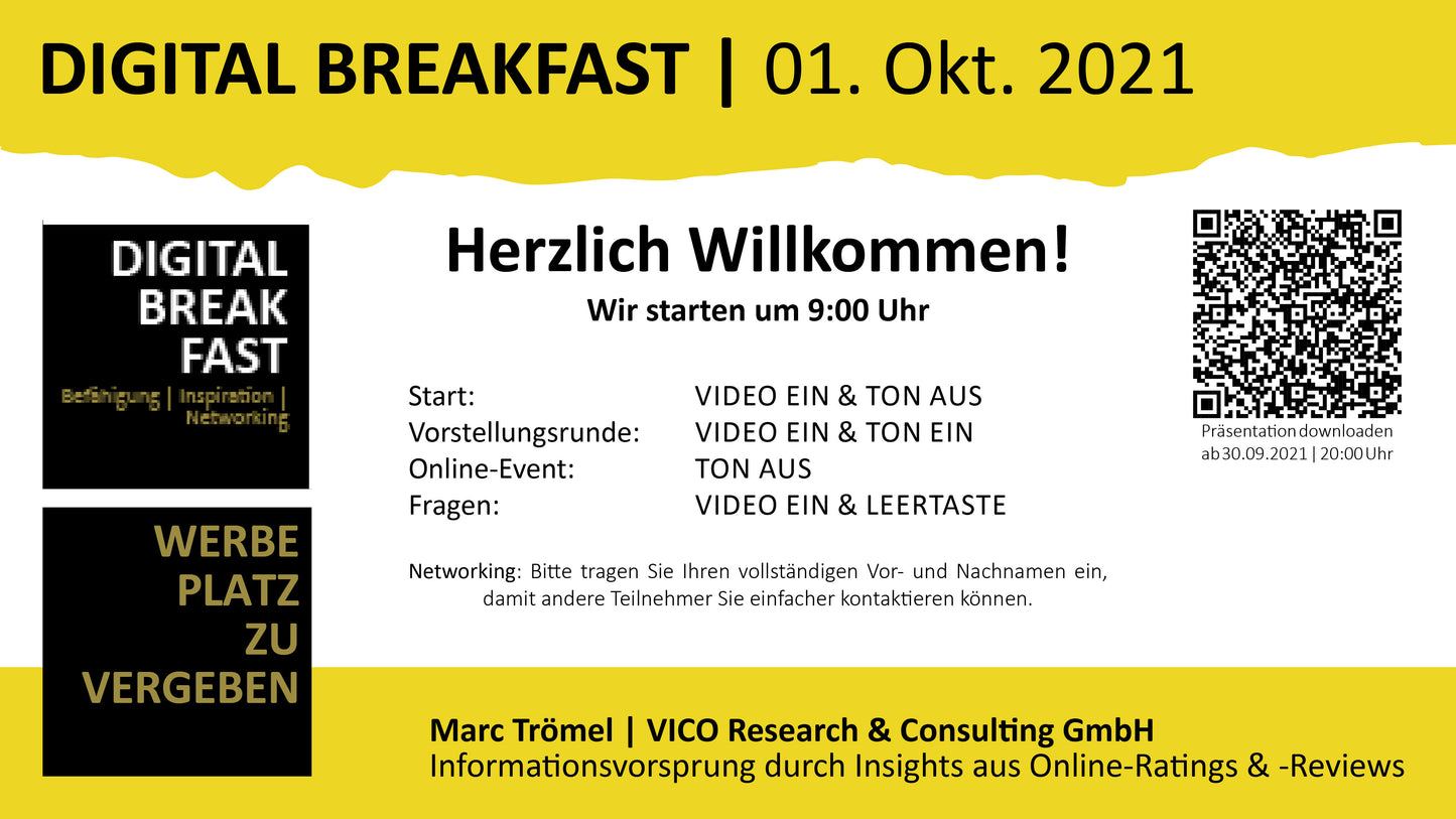 PRÄSENTATION | 01.10.2021 | "Informationsvorsprung durch Insights aus Online-Ratings & -Reviews" Marc Trömel | VICO Research & Consulting GmbH