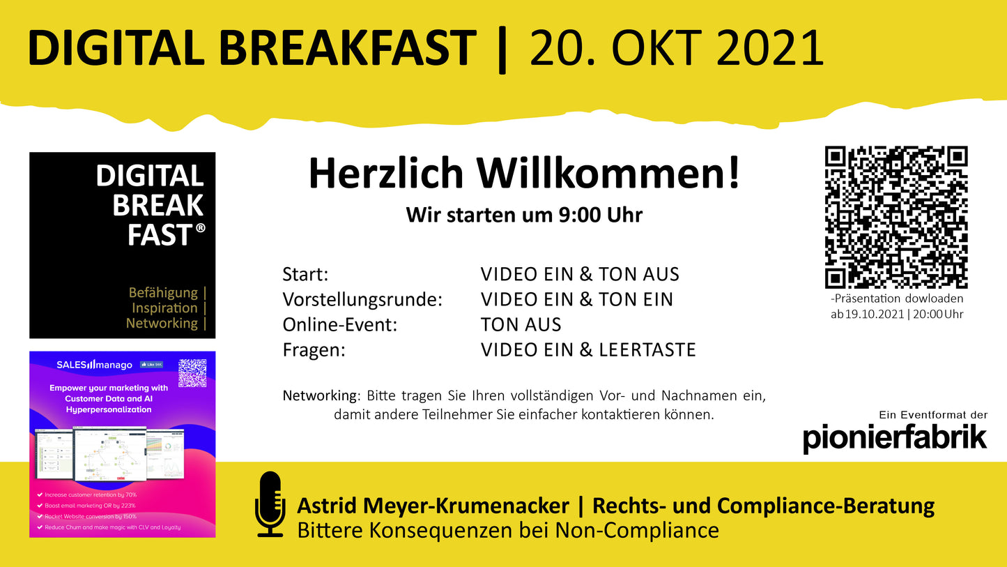PRÄSENTATION | 20.10.2021 | "Bittere Konsequenzen bei Non-Compliance" mit Astrid Meyer-Krumenacker | Rechts- und Compliance-Beratung