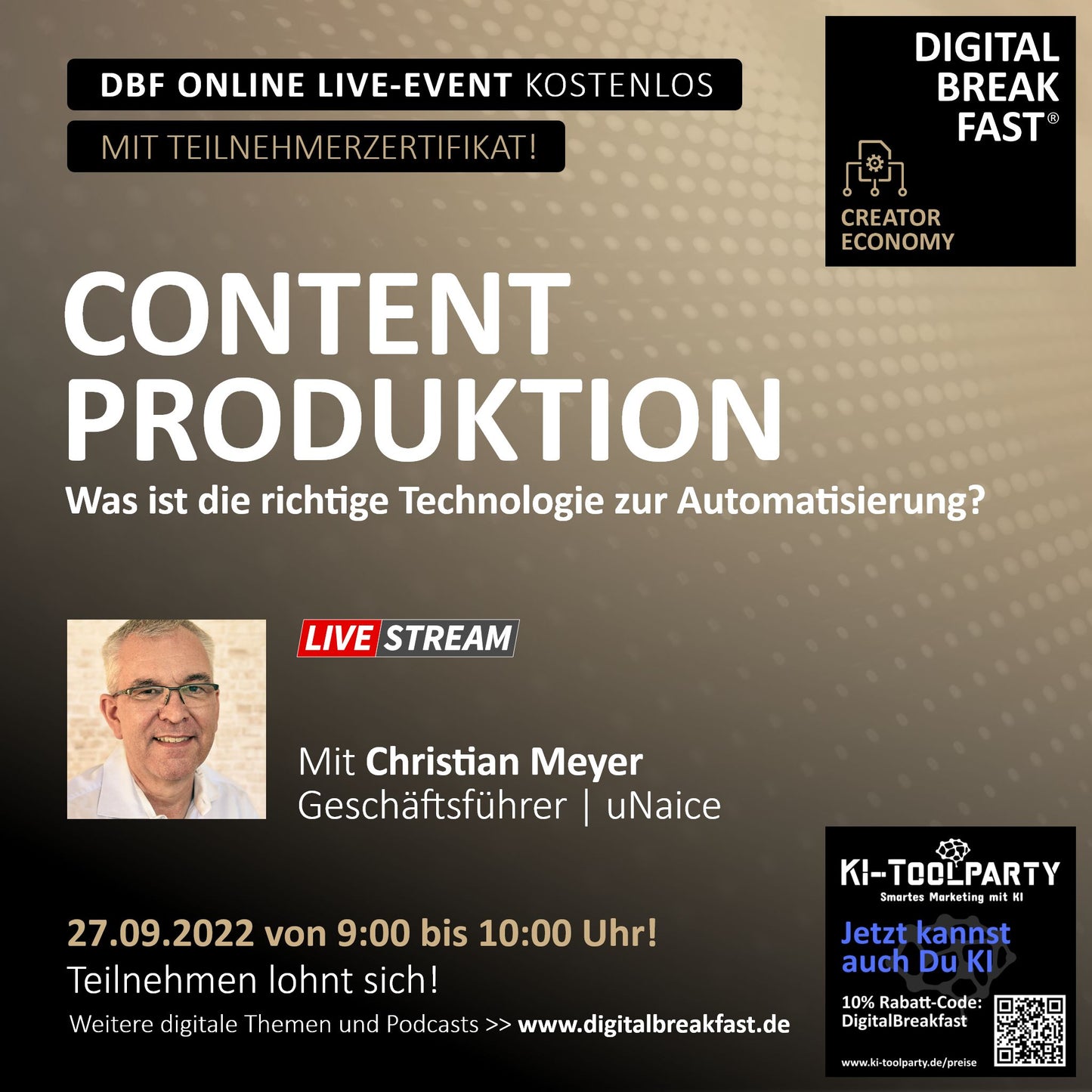 27.09.2022 | "Content Produktion - Was ist die richtige Technologie zur Automatisierung?" | Christian Meyer | uNaice