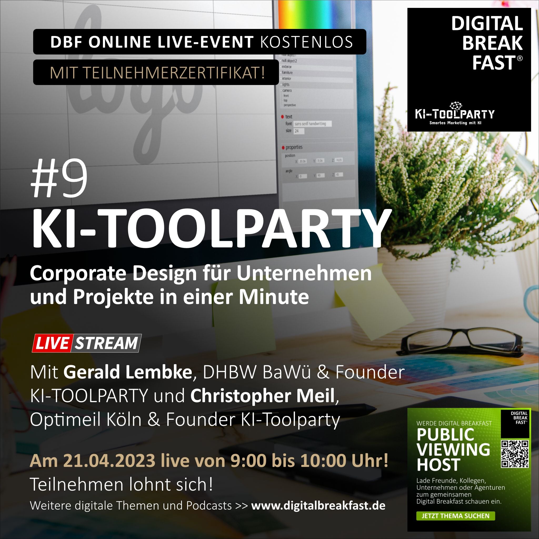 21.04.2023 | KI-TOOLPARTY Teil 9 "Corporate Design für Unternehmen und Projekte in einer Minute"