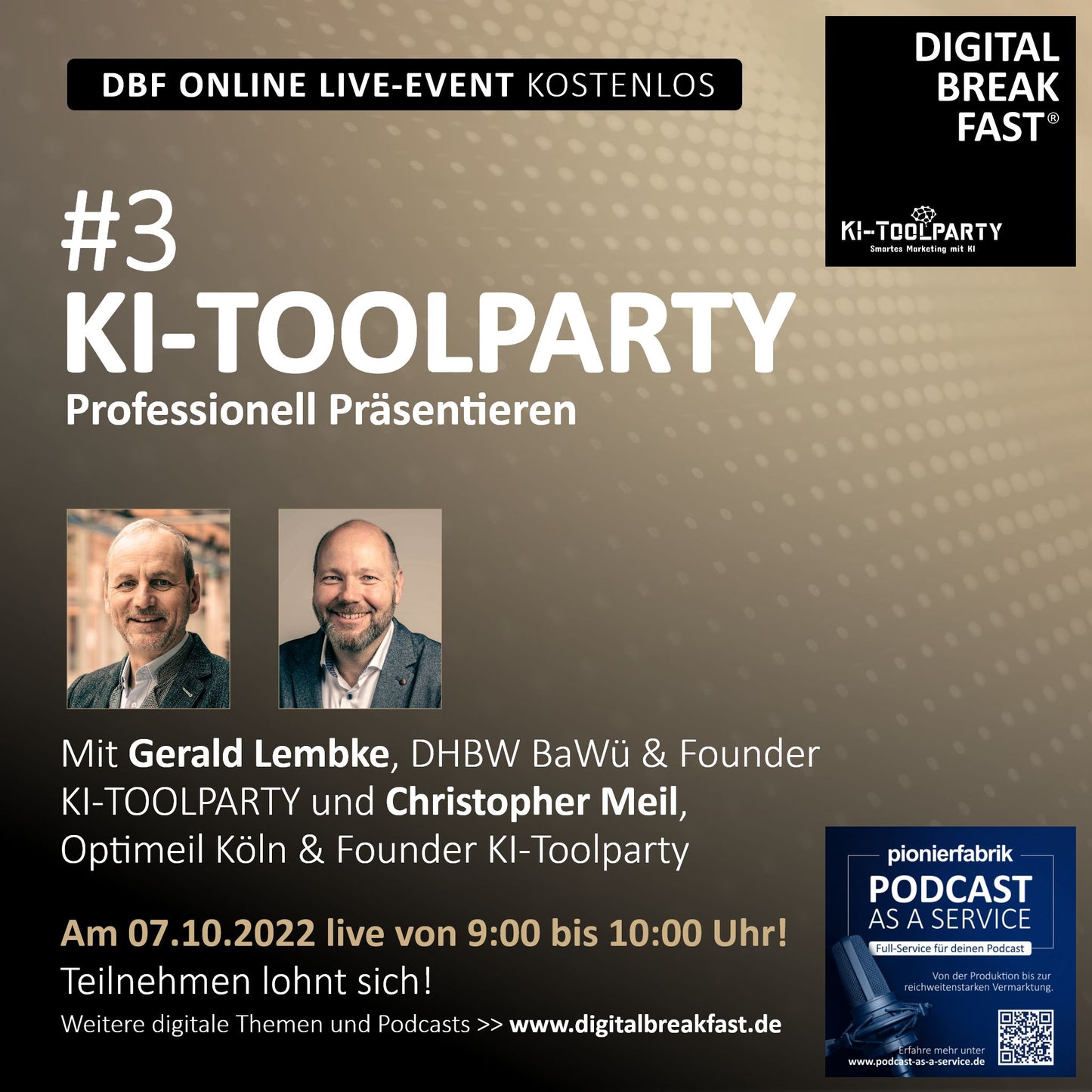 07.10.2022 | KI-TOOLPARTY #3 "Professionell Präsentieren mit KI Unterstützung" |  Gerald Lembke | DHBW BAWÜ & Founder KI-Toolparty & Christopher Meil | Optimeil Köln & Founder KI-Toolparty
