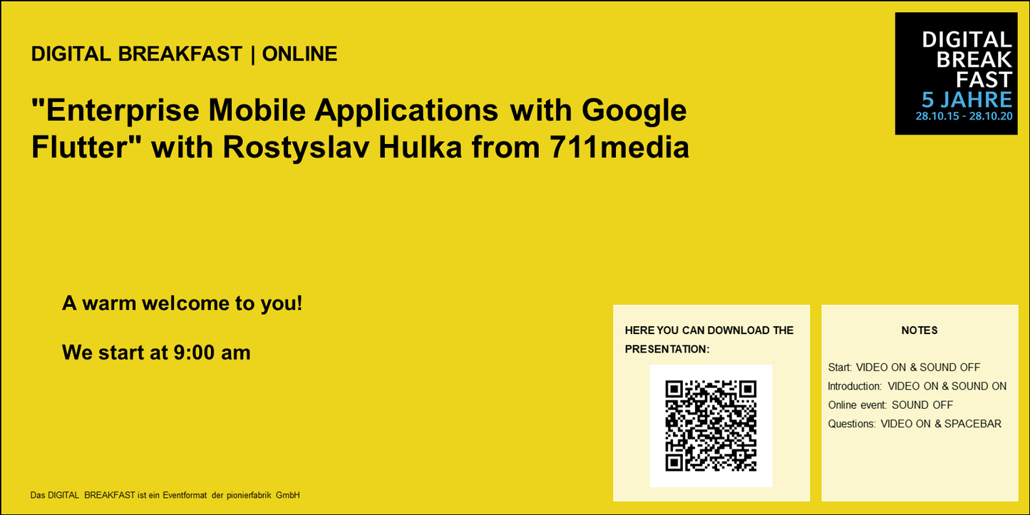PRÄSENTATION | 13.11.2020 | "Enterprise Mobile Applications with Google Flutter"