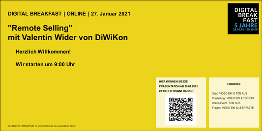 PRÄSENTATION | 27.01.2021 | "Remote Selling" mit Valentin Wider von DiWiKon